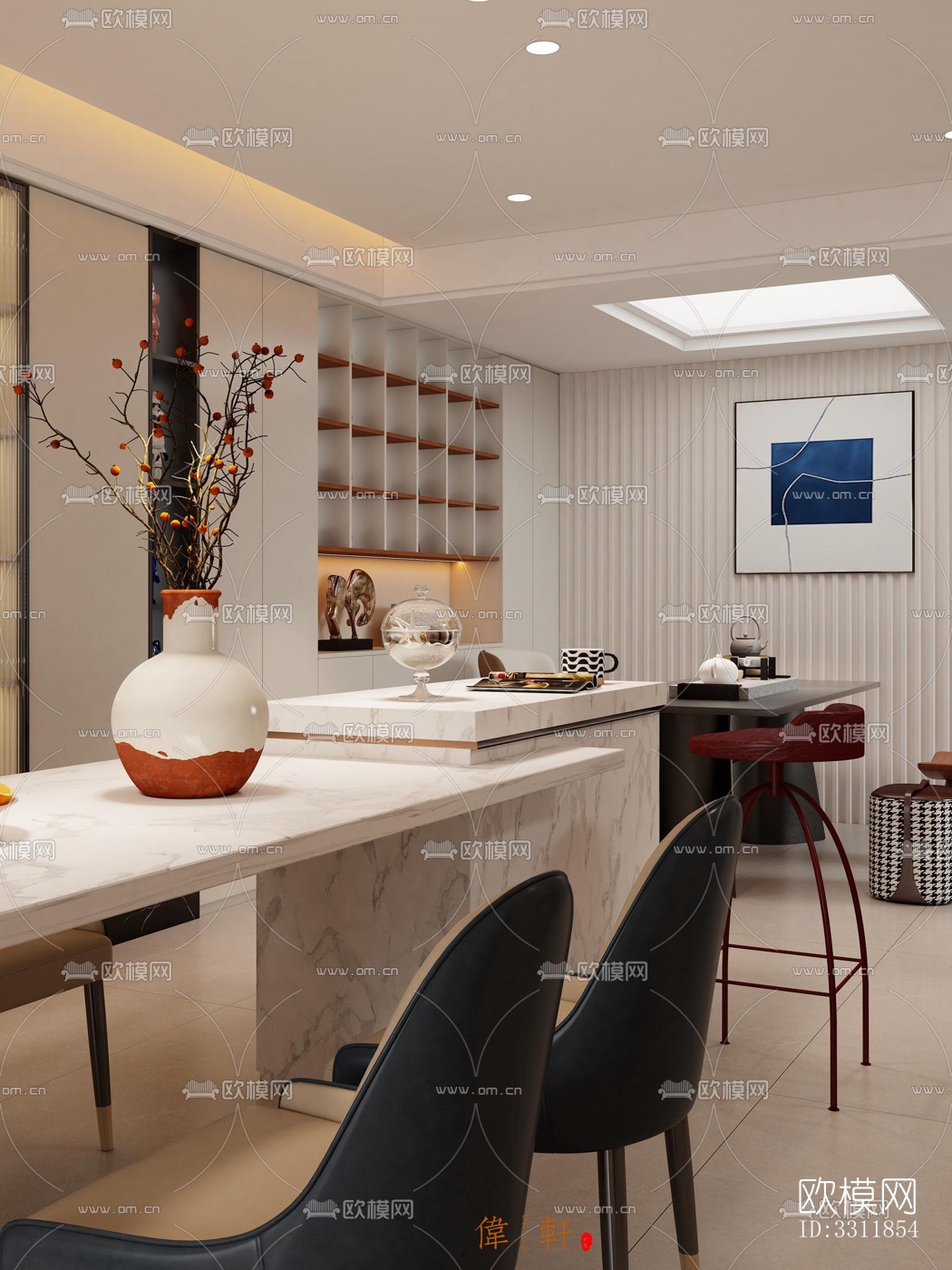 现代客餐厅效果图下载（渲染图4）