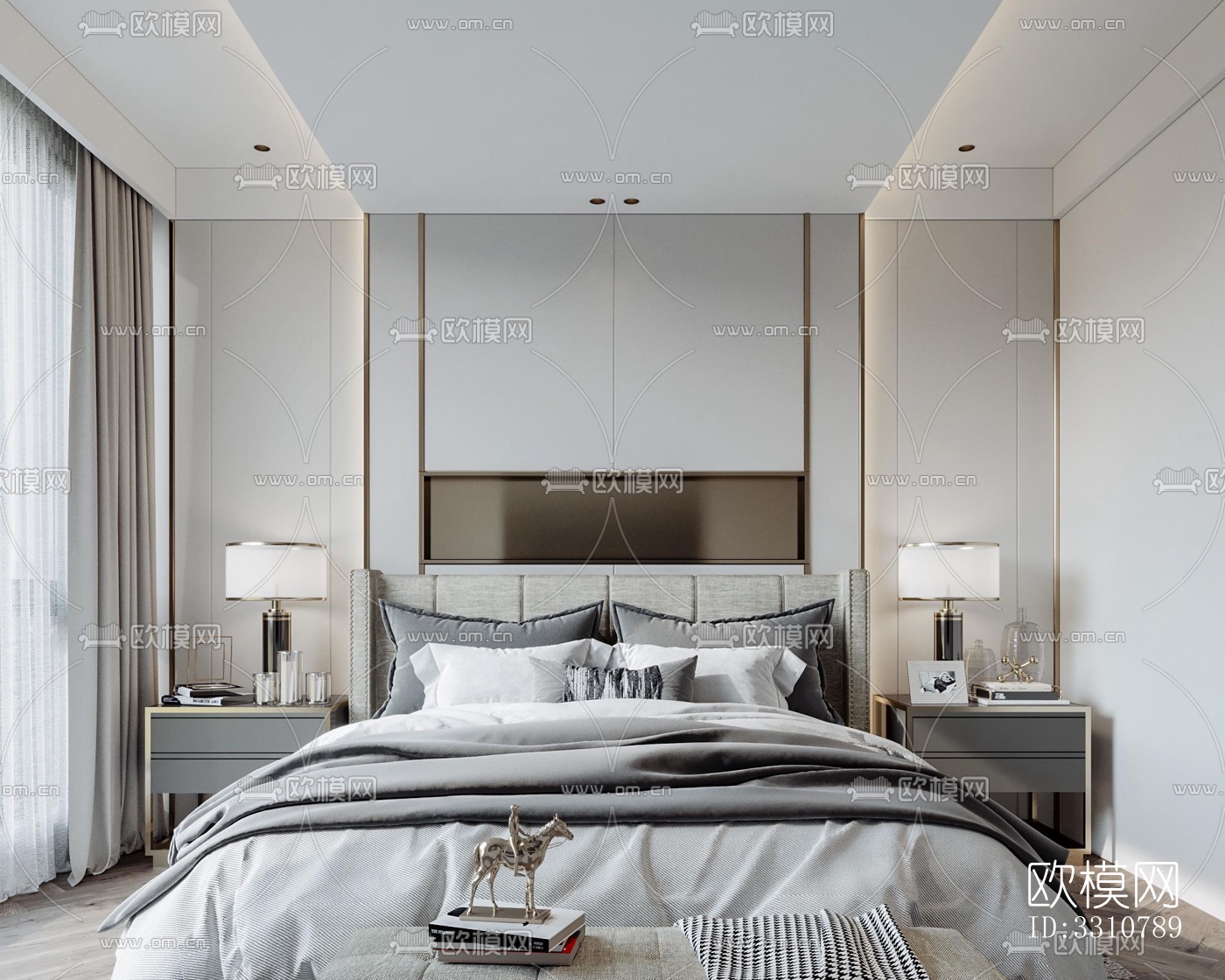 现代卧室效果图下载（渲染图10）