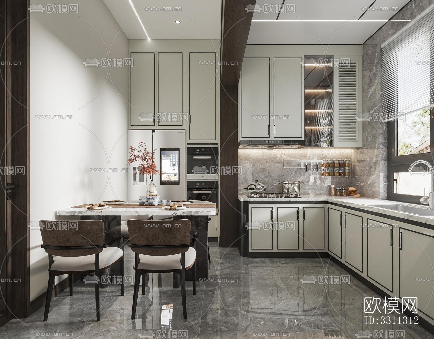 现代客餐厅效果图下载（渲染图3）