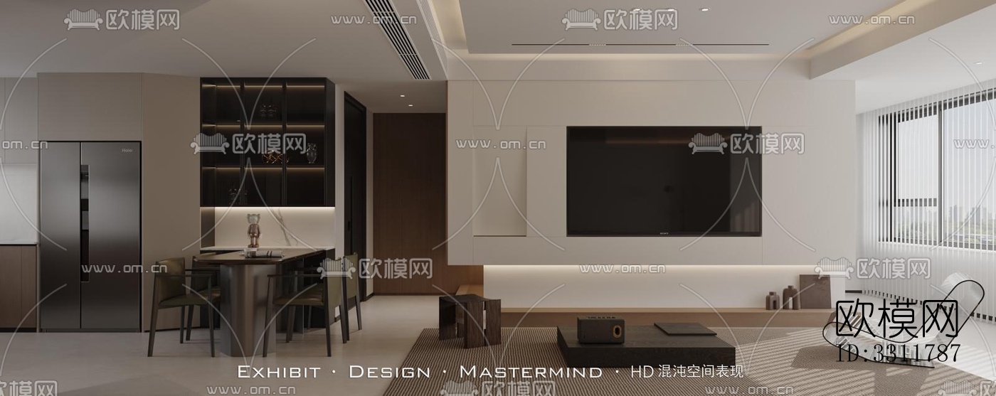 现代客餐厅效果图下载（渲染图9）