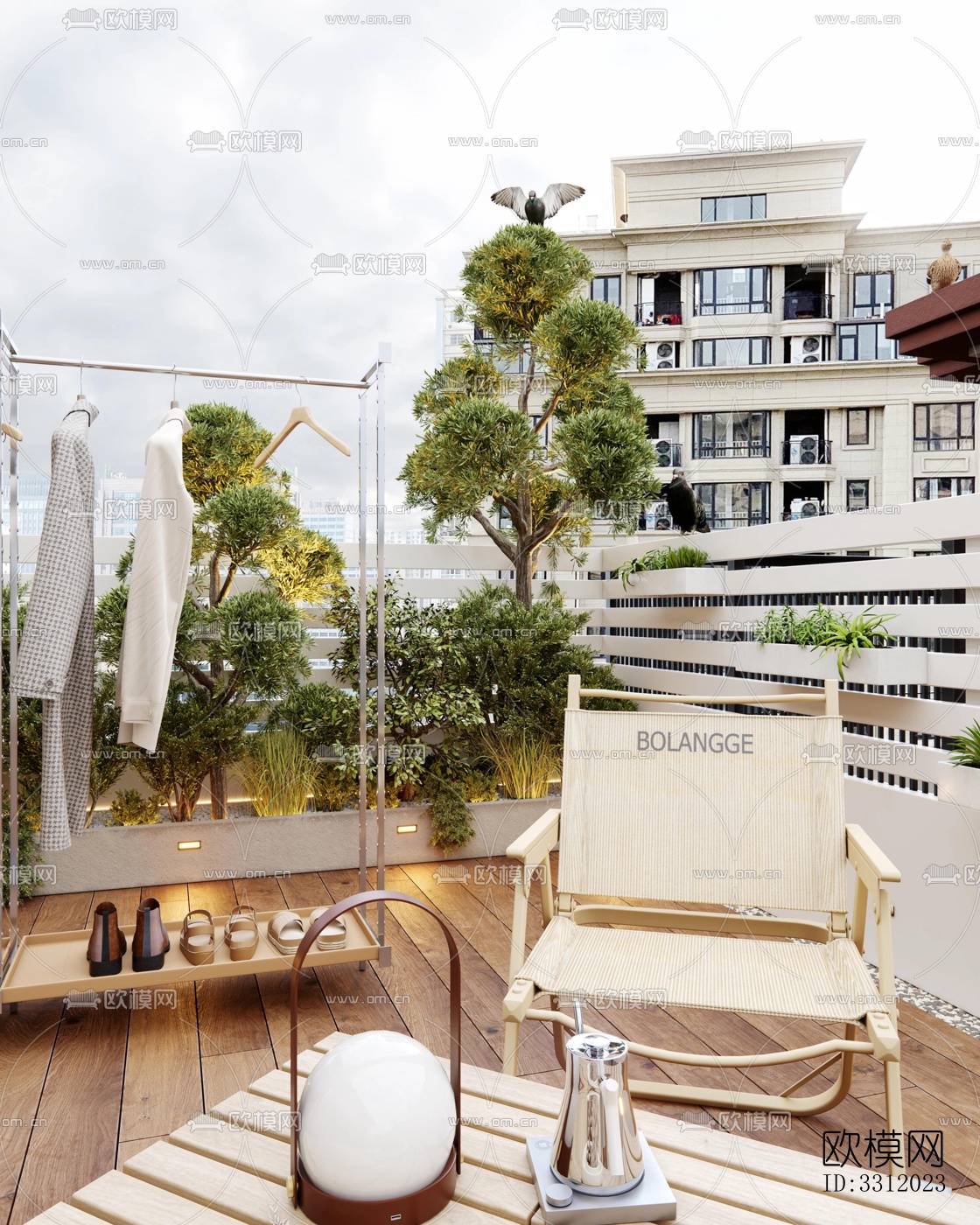 现代阳台花园效果图下载（渲染图4）