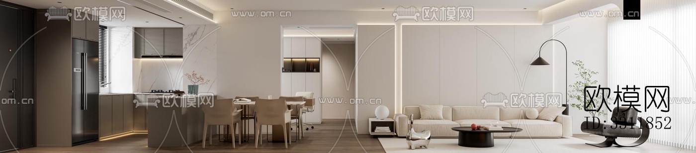 现代客餐厅效果图下载（渲染图5）