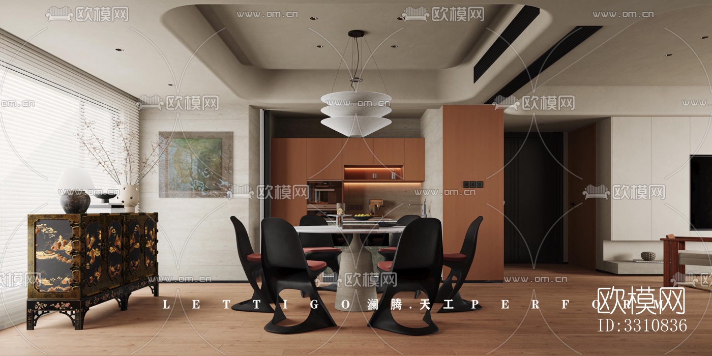 现代客餐厅效果图下载（渲染图8）