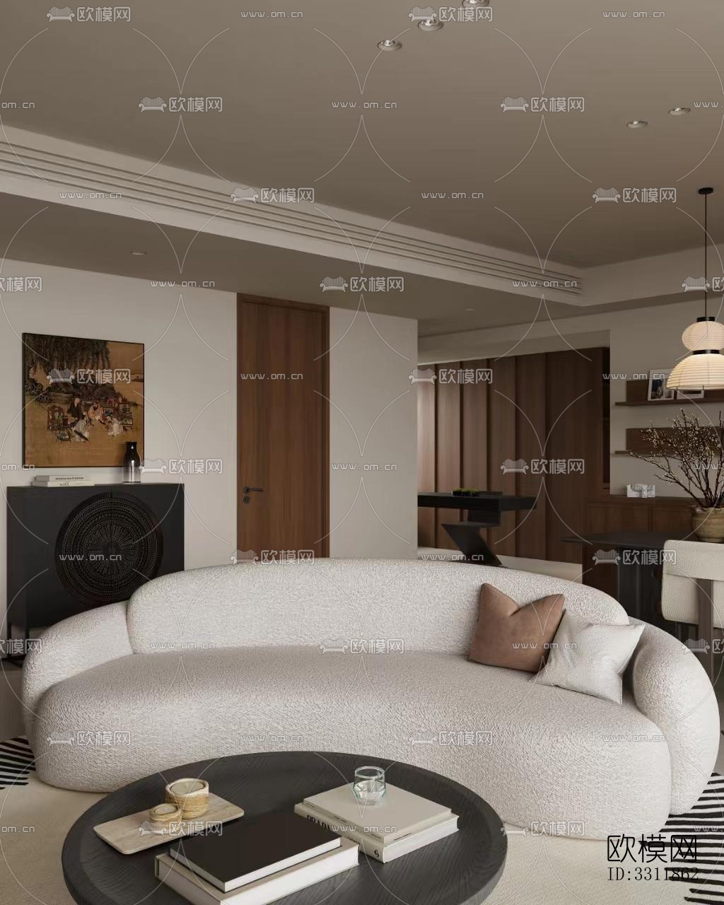 现代客餐厅效果图下载（渲染图6）