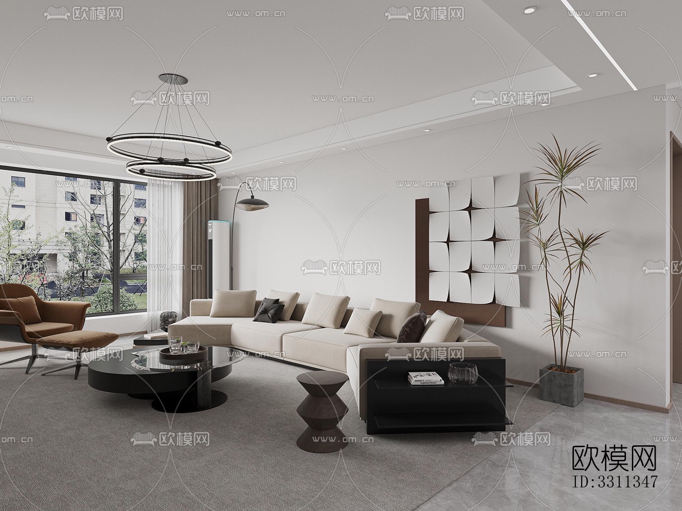 现代客餐厅效果图下载（渲染图5）