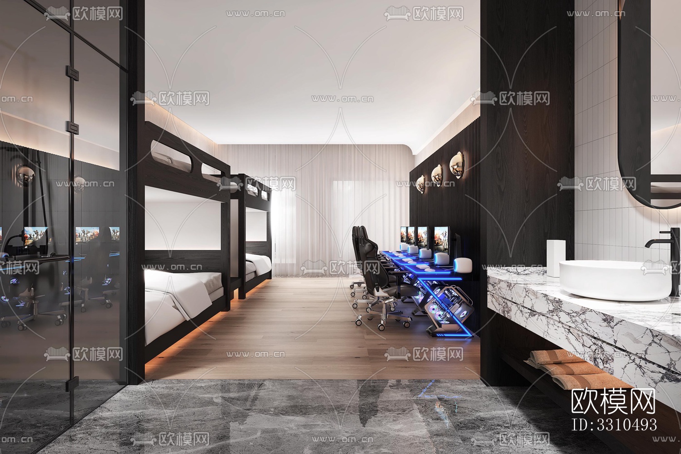 现代酒店民宿效果图下载（渲染图6）