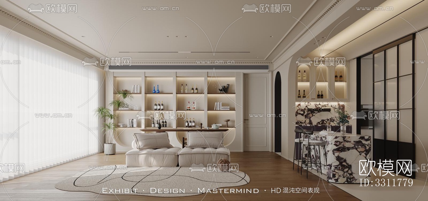 现代客餐厅效果图下载（渲染图5）