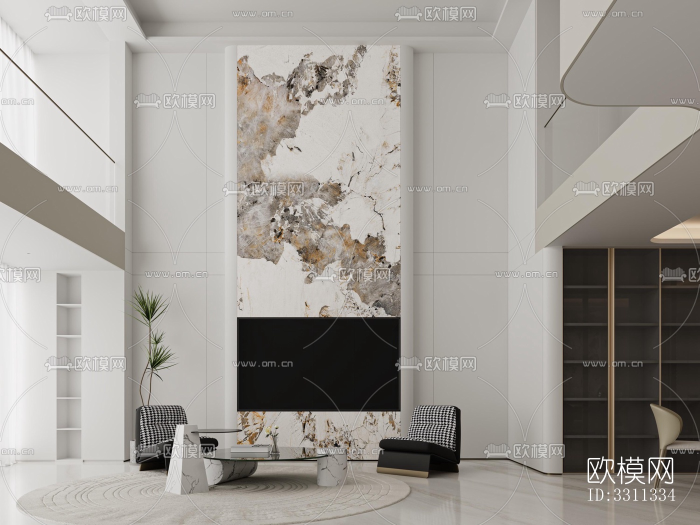 现代客餐厅效果图下载（渲染图2）