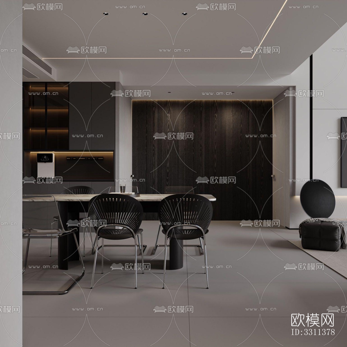 现代客餐厅效果图下载（渲染图2）