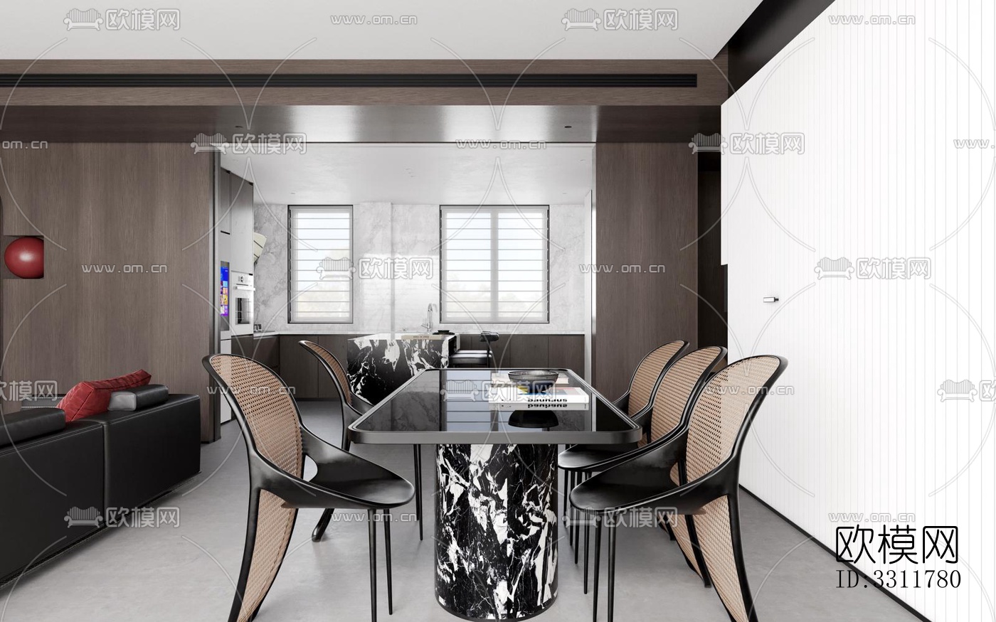 现代客餐厅效果图下载（渲染图8）