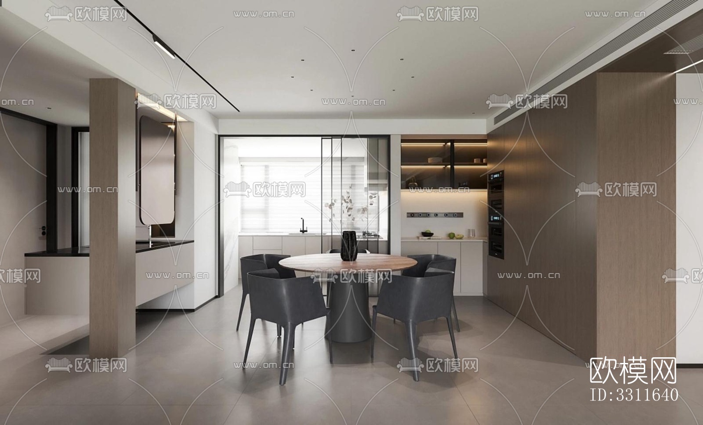 现代客餐厅效果图下载（渲染图5）