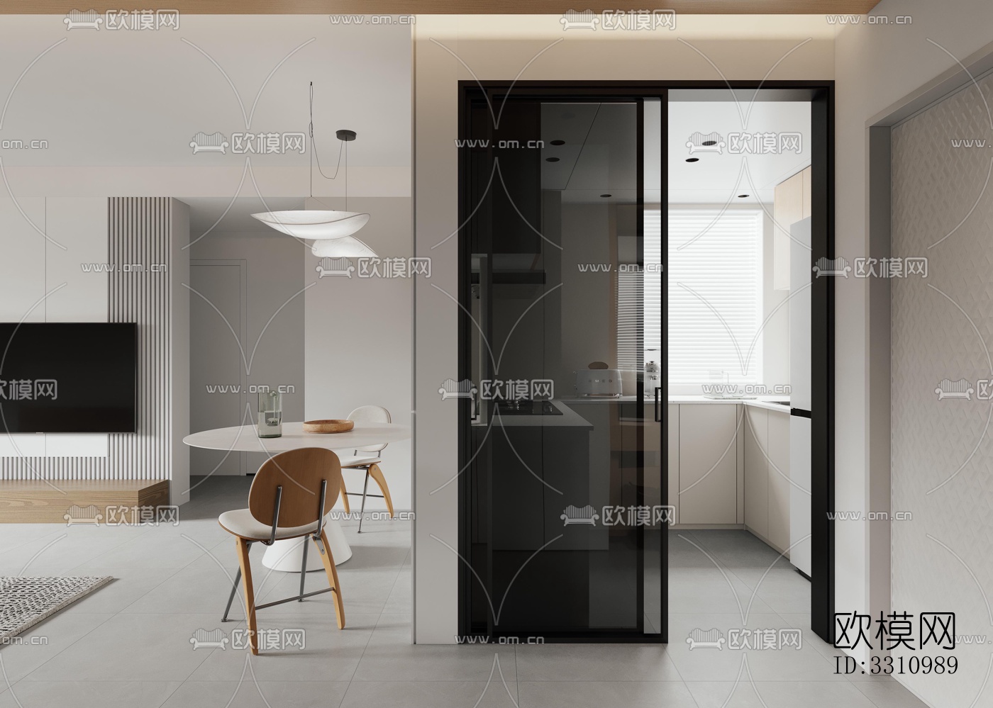 现代客餐厅效果图下载（渲染图8）