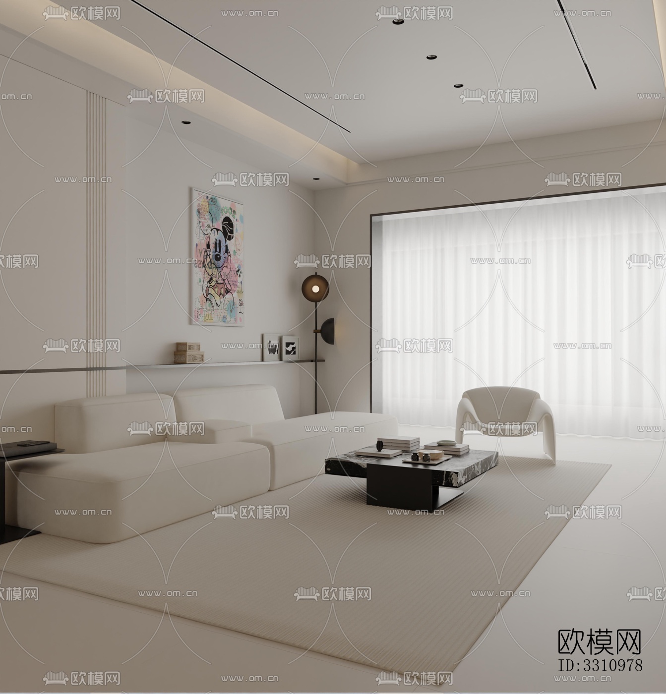 现代客餐厅效果图下载（渲染图3）