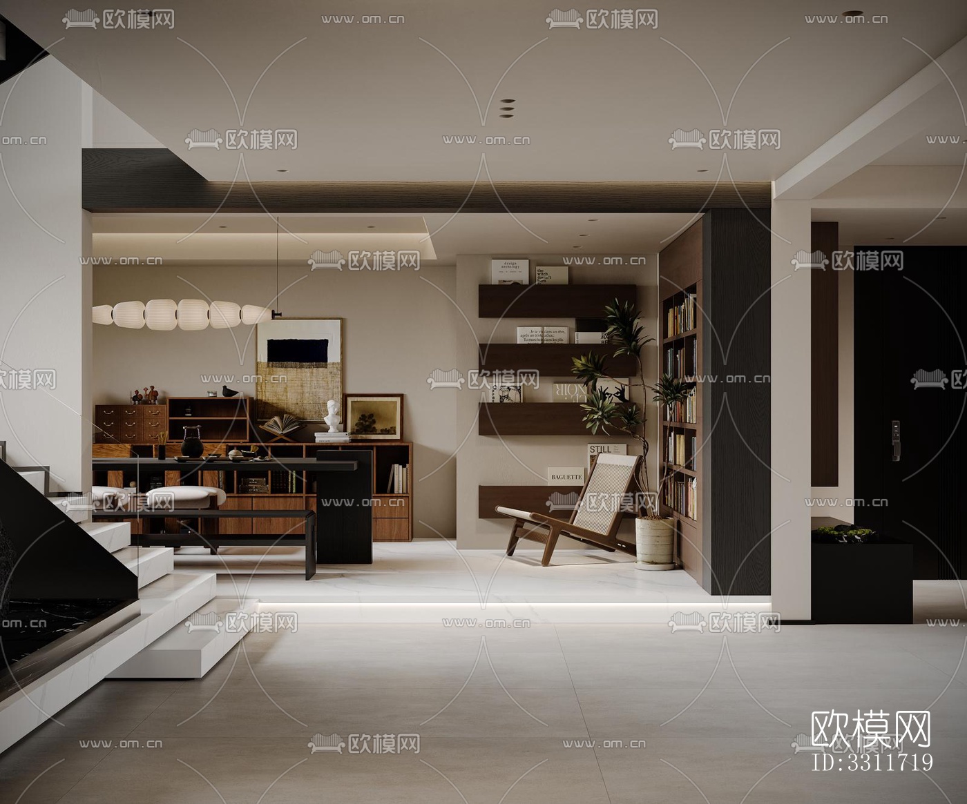 现代客餐厅效果图下载（渲染图5）