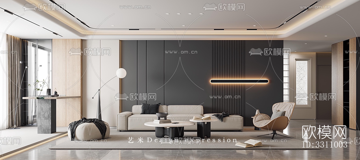 现代客餐厅效果图下载（渲染图3）