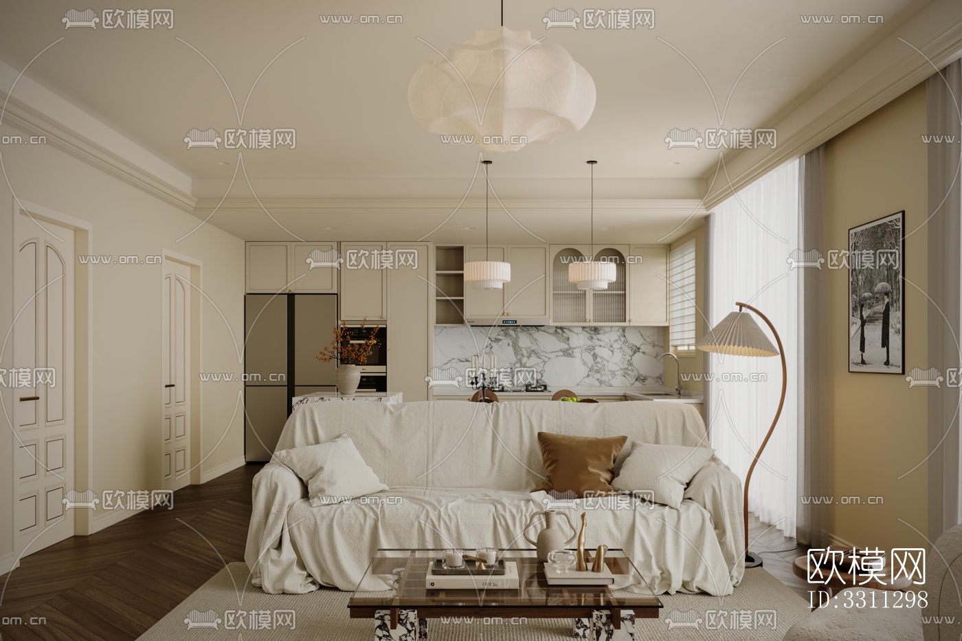 现代客餐厅效果图下载（渲染图10）