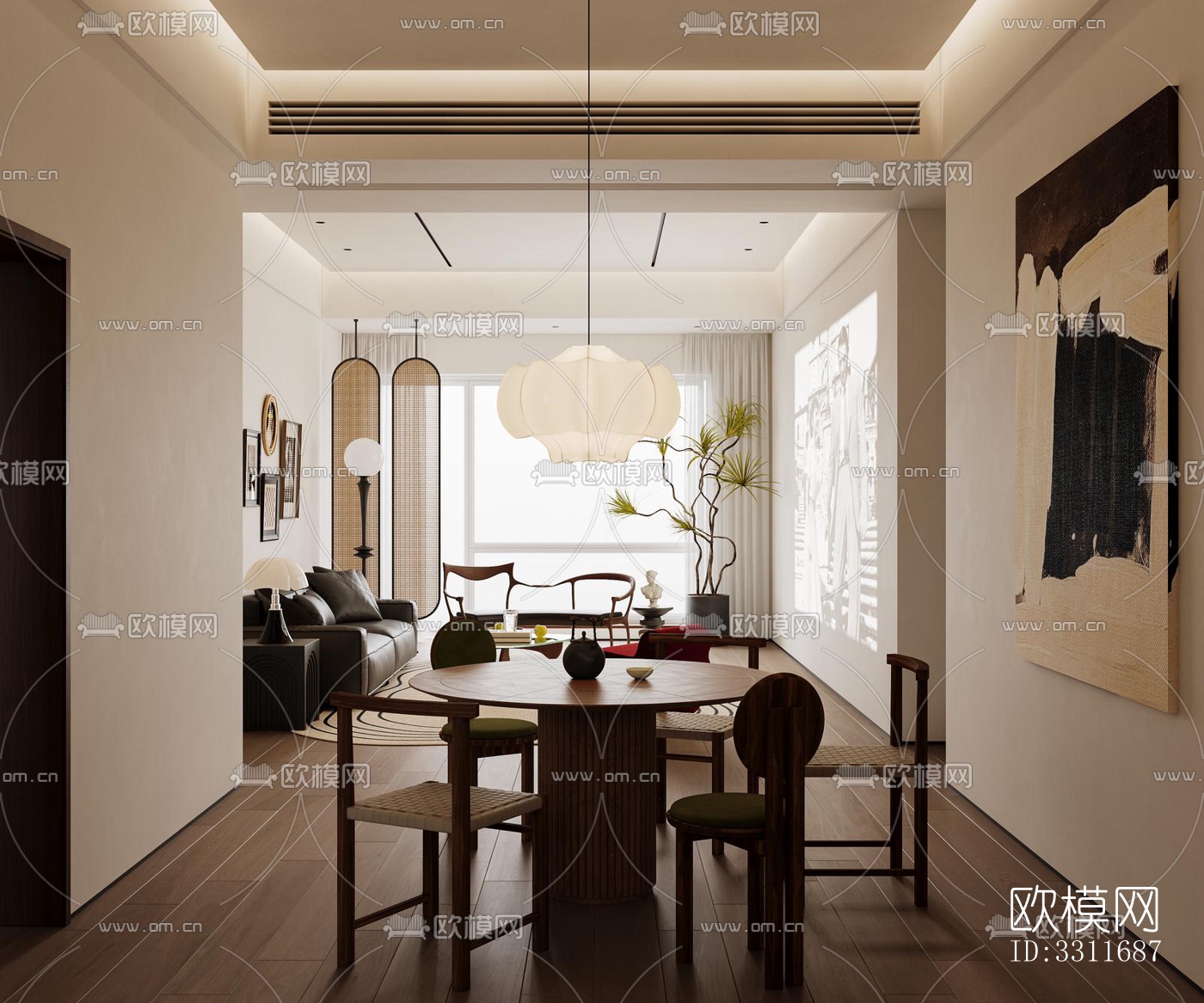 现代客餐厅效果图下载（渲染图6）