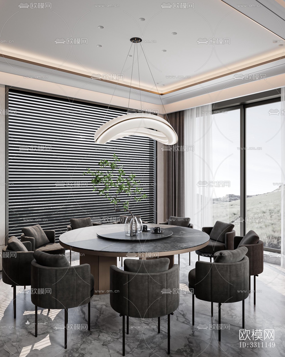 现代客餐厅效果图下载（渲染图7）