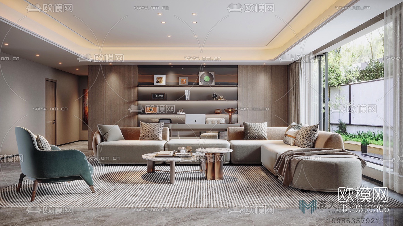 现代客餐厅效果图下载（渲染图4）