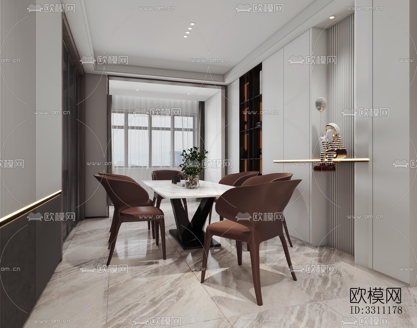现代客餐厅效果图下载（渲染图3）