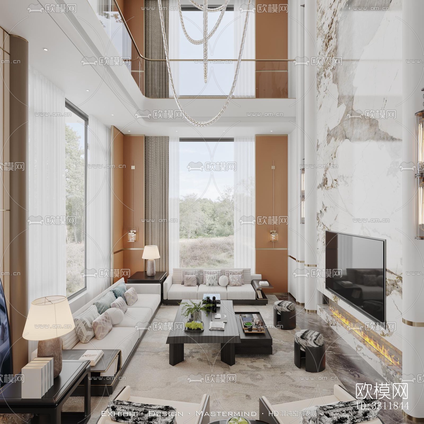 现代客餐厅效果图下载（渲染图3）