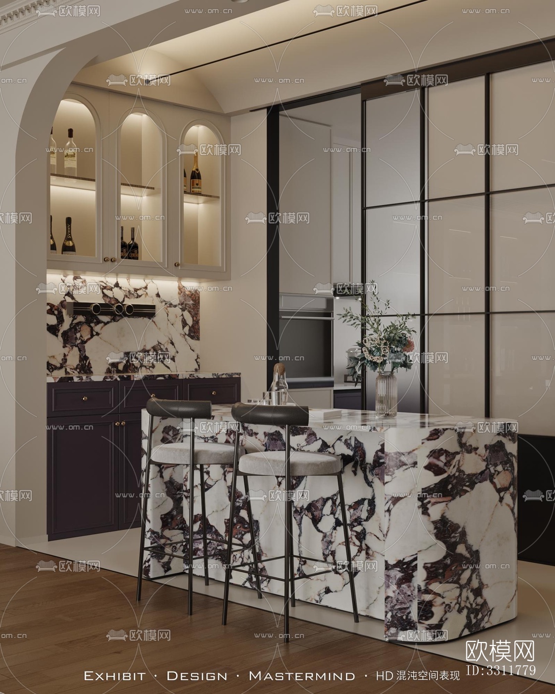 现代客餐厅效果图下载（渲染图3）