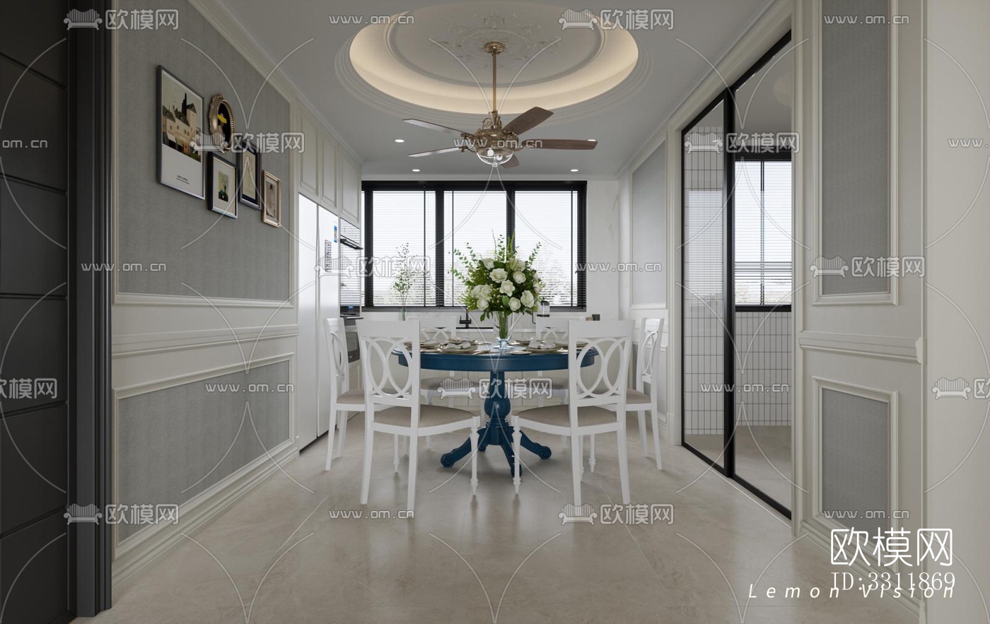 现代客餐厅效果图下载（渲染图2）