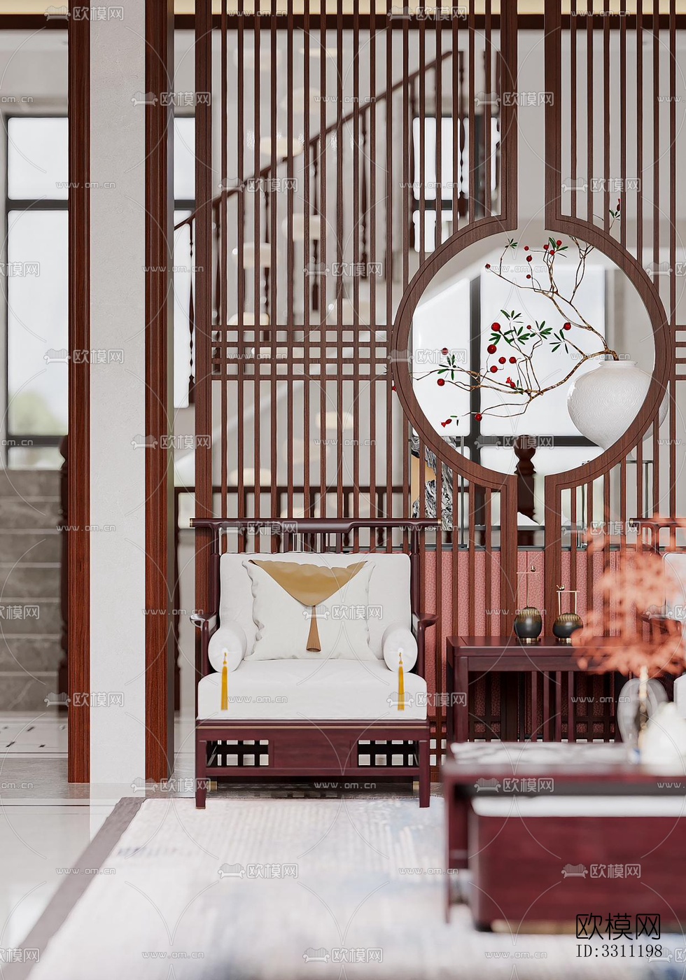 现代客餐厅效果图下载（渲染图1）