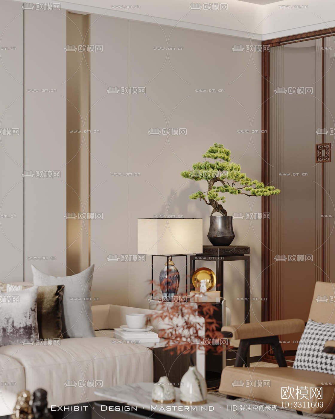 现代客餐厅效果图下载（渲染图1）