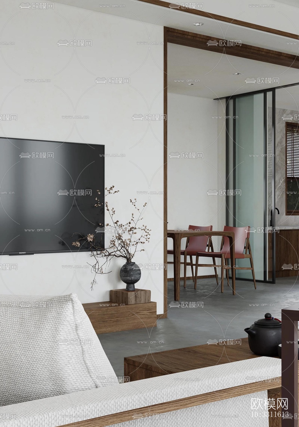 现代客餐厅效果图下载（渲染图3）