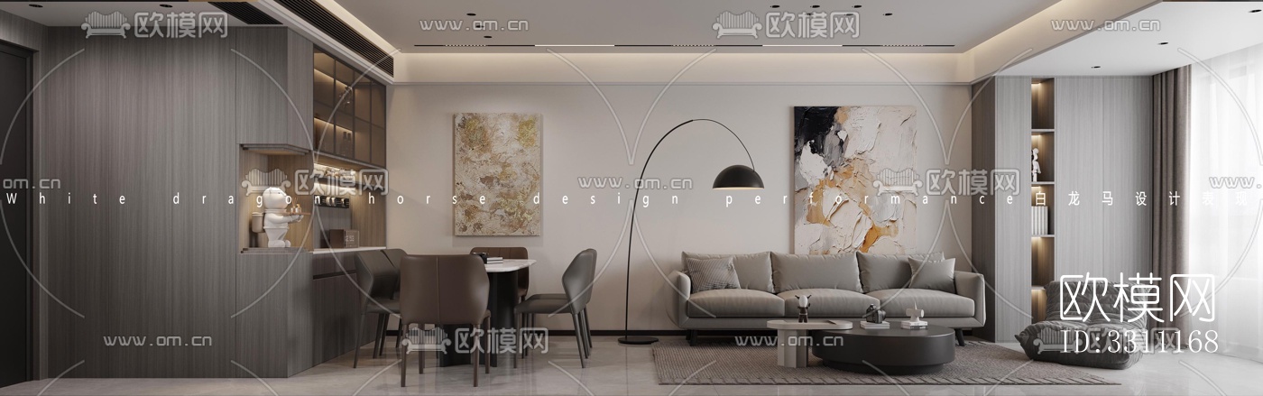 现代客餐厅效果图下载（渲染图6）