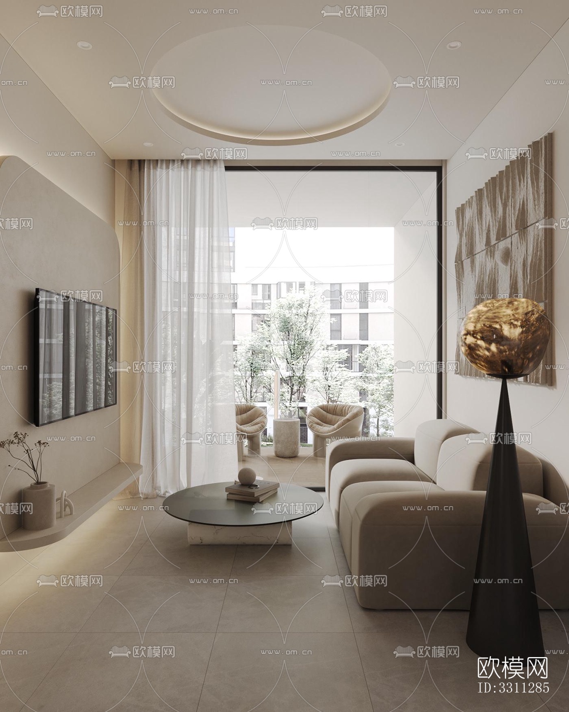 现代客餐厅效果图下载（渲染图5）