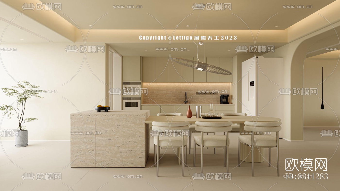 现代客餐厅效果图下载（渲染图5）