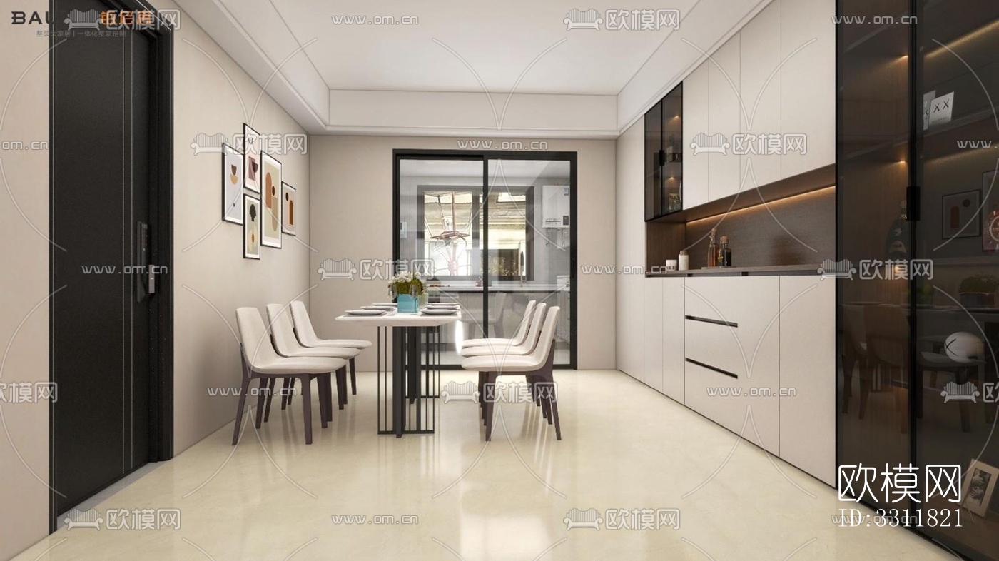 现代客餐厅效果图下载（渲染图2）