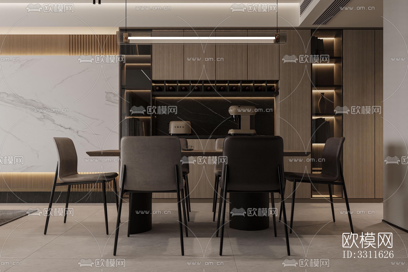 现代客餐厅效果图下载（渲染图3）