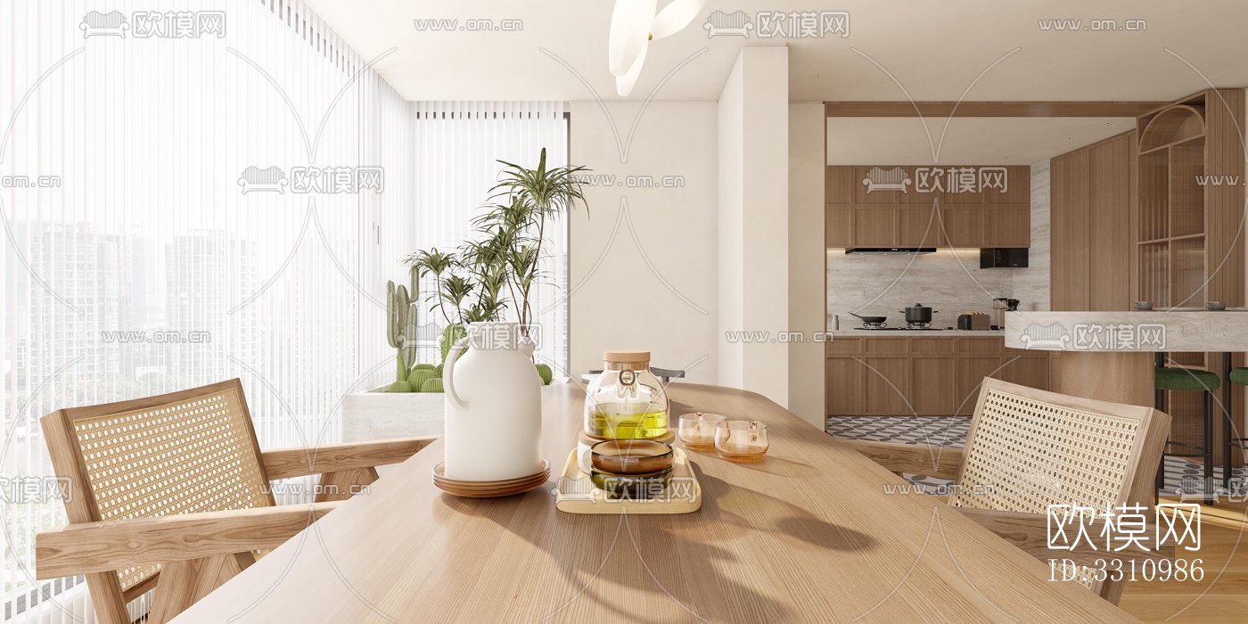 现代客餐厅效果图下载（渲染图5）