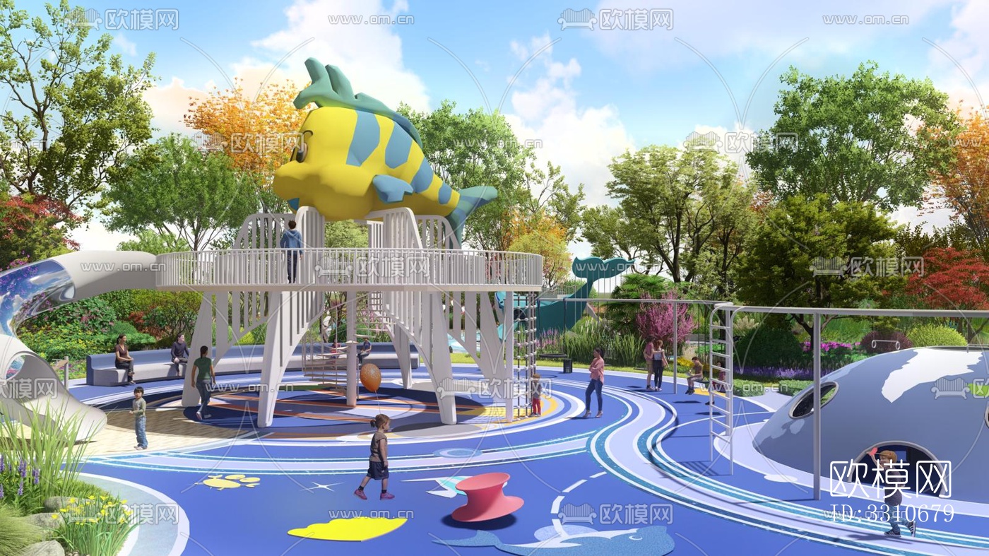 现代儿童游乐效果图下载（渲染图2）
