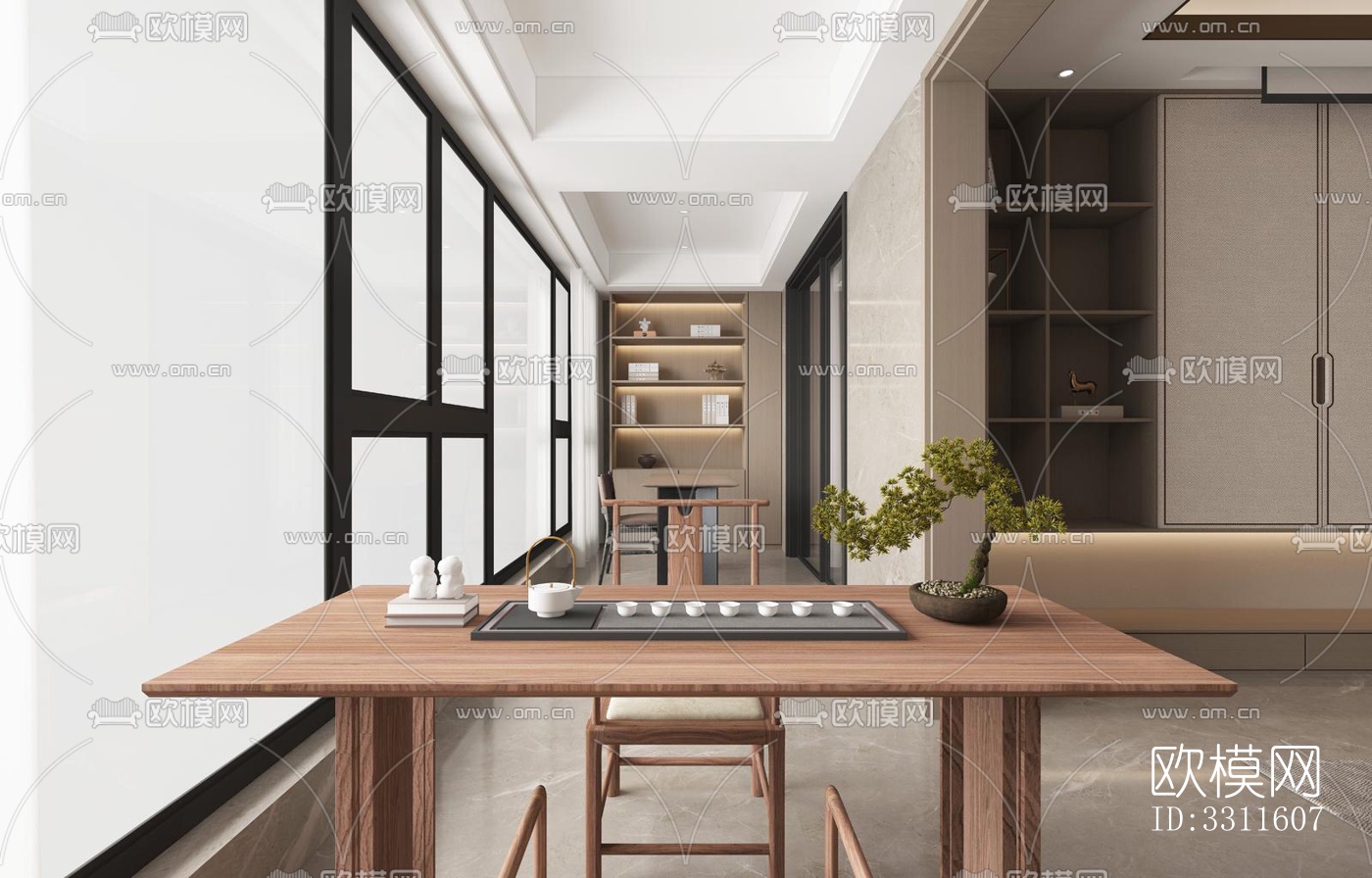 现代客餐厅效果图下载（渲染图3）