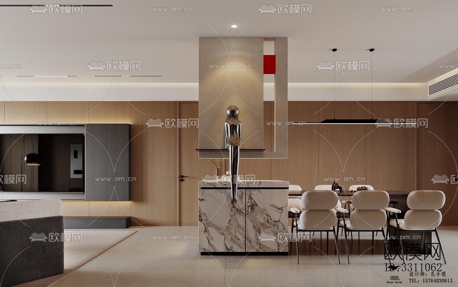 現(xiàn)代客餐廳效果圖下載(渲染圖5)