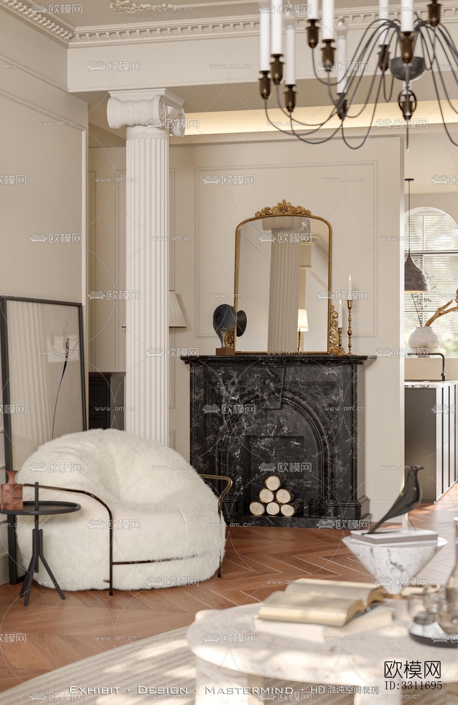 现代客餐厅效果图下载（渲染图2）