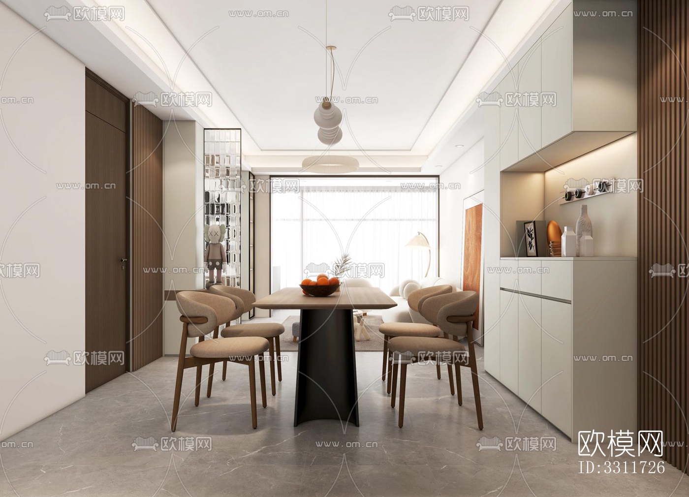 现代客餐厅效果图下载（渲染图3）