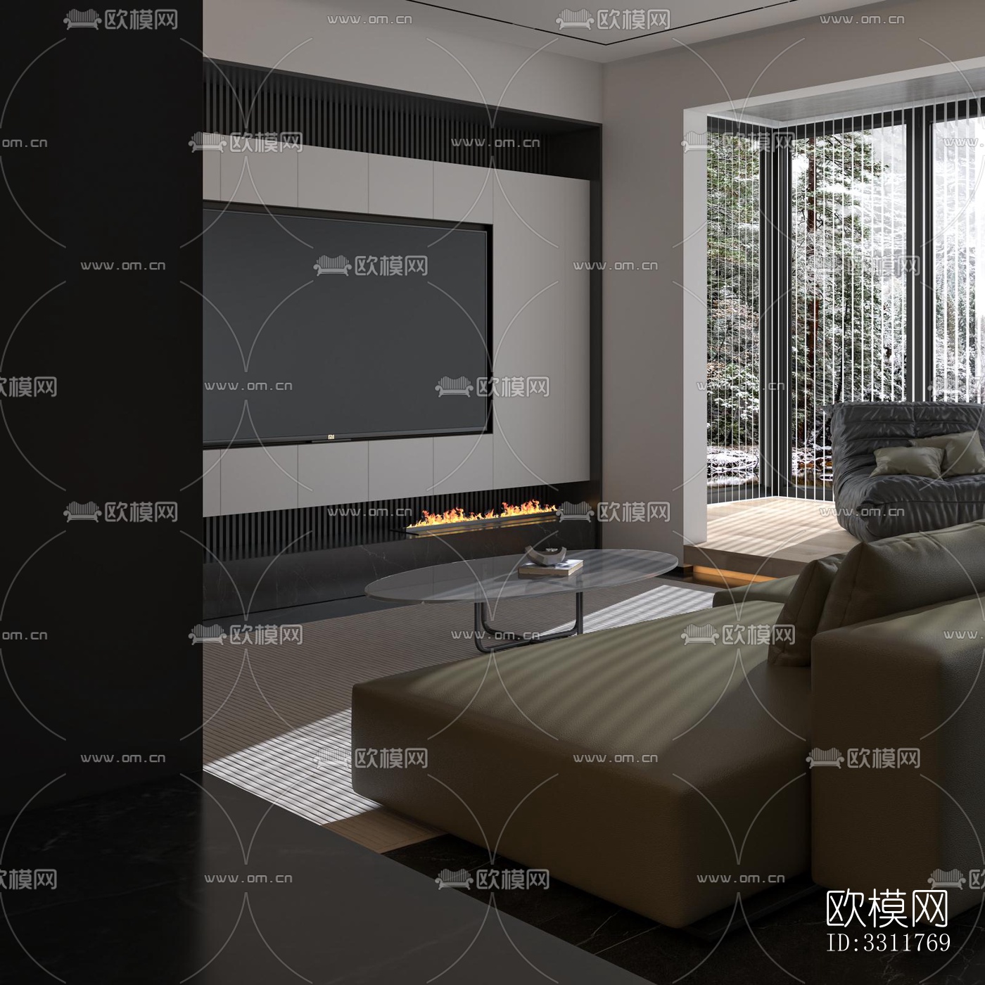 现代客餐厅效果图下载（渲染图1）