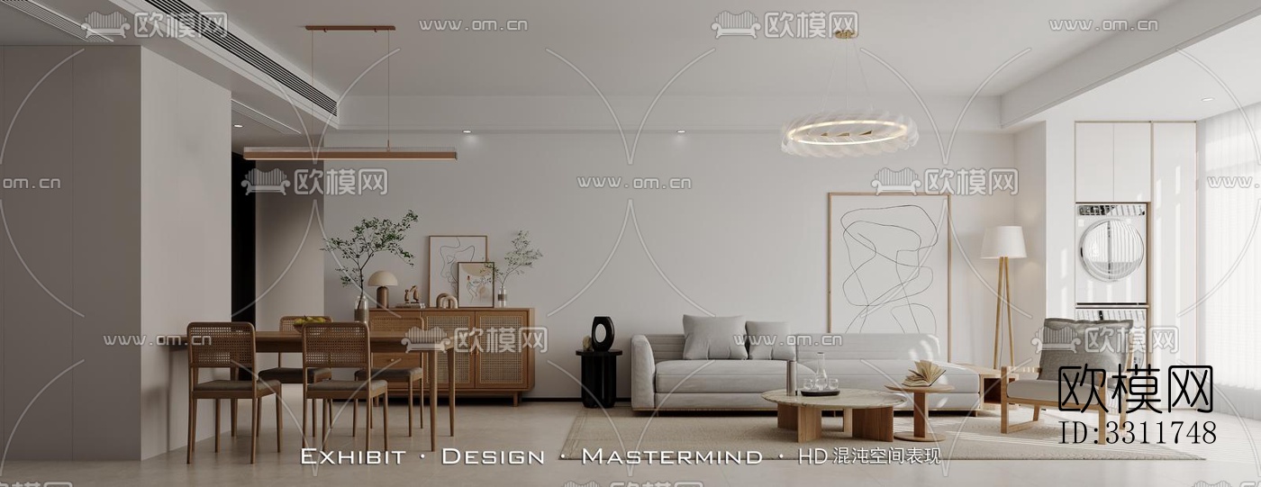 现代客餐厅效果图下载（渲染图3）