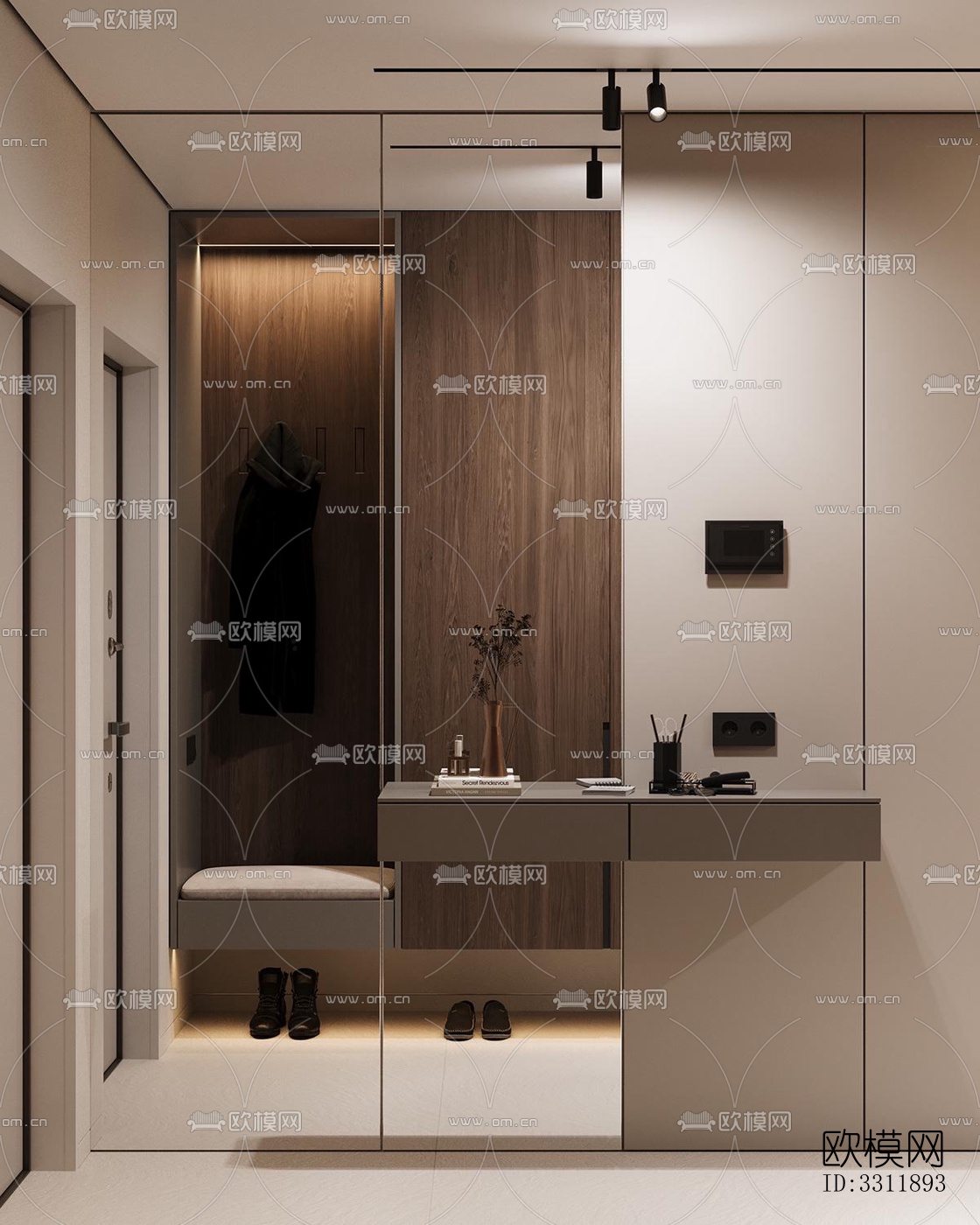 现代玄关过道效果图下载（渲染图3）