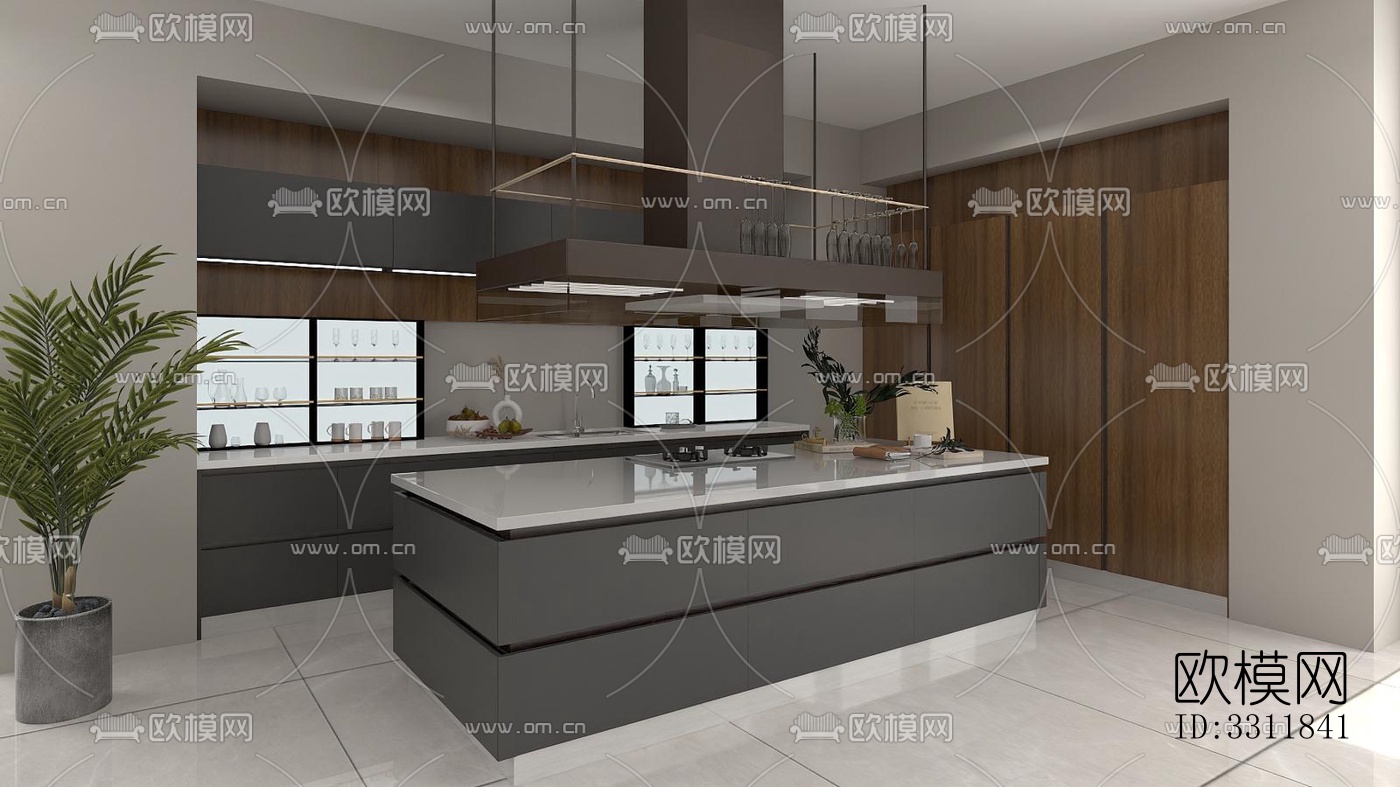 现代客餐厅效果图下载（渲染图2）