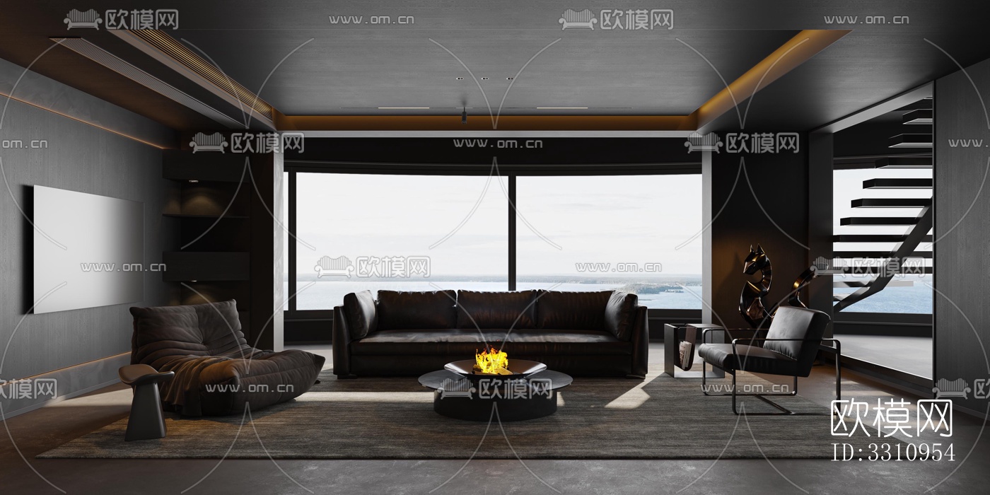 现代客餐厅效果图下载（渲染图8）