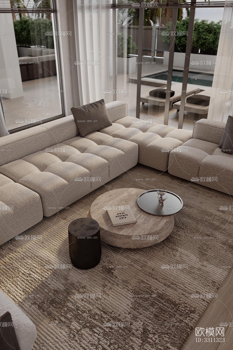 现代客餐厅效果图下载（渲染图3）