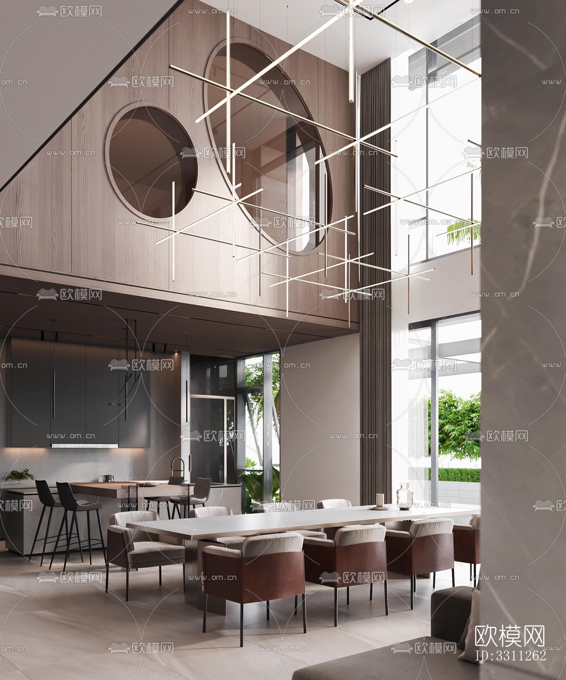 现代客餐厅效果图下载（渲染图7）