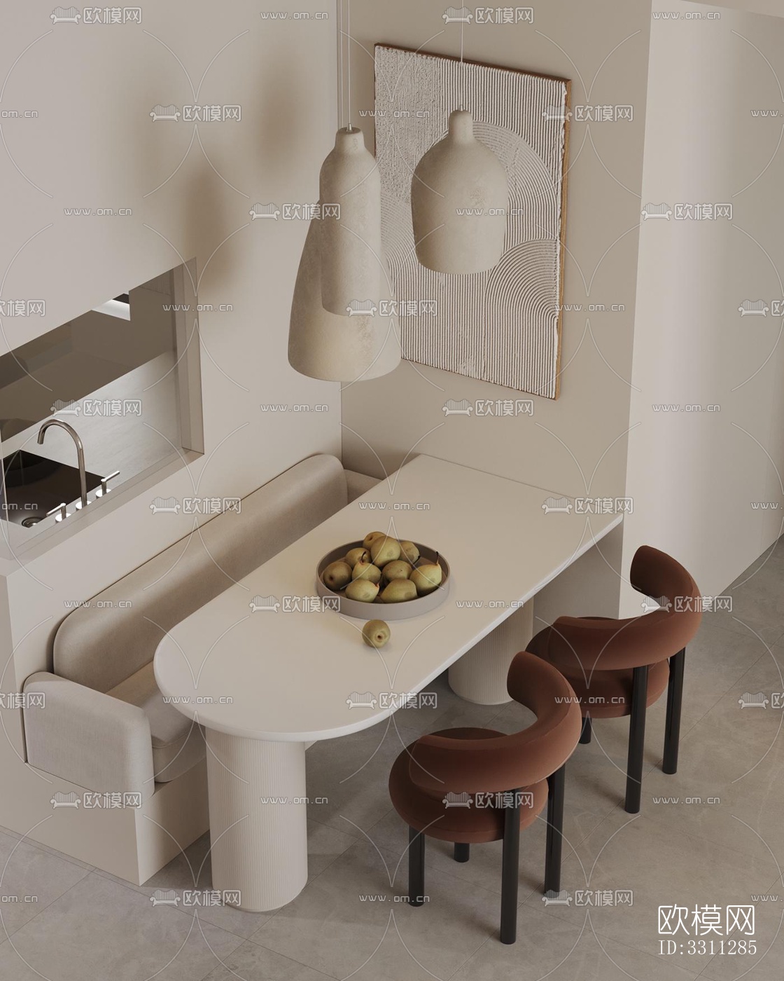 现代客餐厅效果图下载（渲染图7）