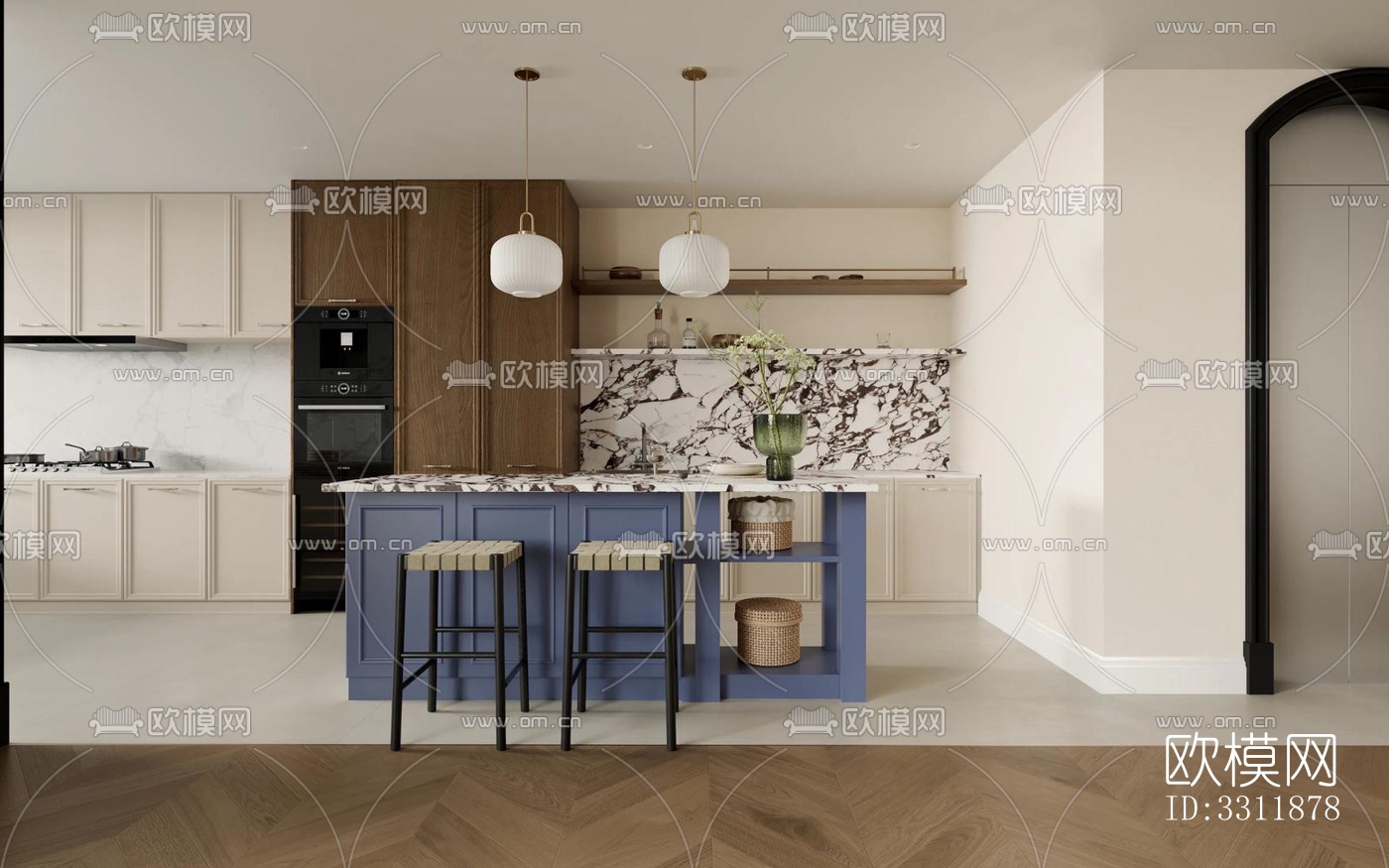 现代客餐厅效果图下载（渲染图6）